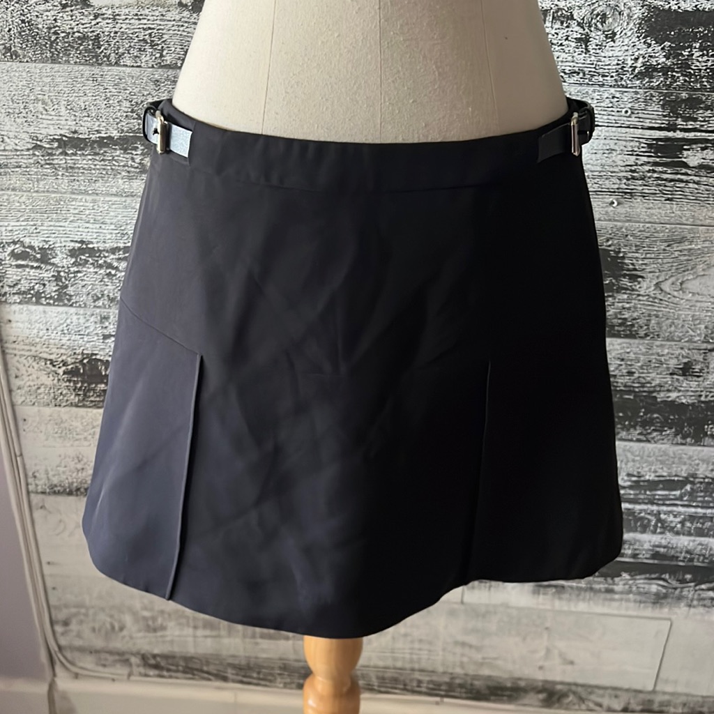 Express Brand Black Skirt With Decorative Belt Buckles On Each Side